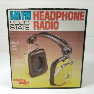 Vintage Electro Brand Am/fm Solid State Headphone Radio - Yellow
