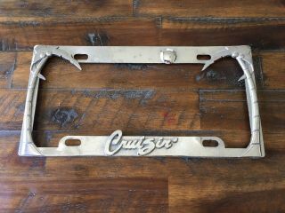 Vintage Chrome Metal Cruizin License Plate Frame Hotrod Lowrider Kustom Novelty