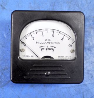 Triplett Analog Panel Meter 3 - 1/2 " 0 - 10 Dc Milliamps Mod 327 - T Vintage Steampunk