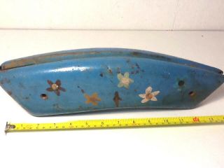 Vintage 14 " Bicycle Tank 1950s? Blue With Handpainted Flowers
