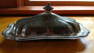 Vintage Gorham Heritage Yh18 Silver Plate Butter Dish & Lid W Glass Tarnished