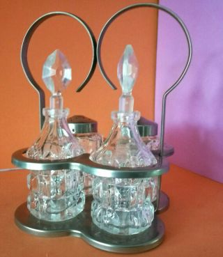 Salt Pepper Oil Vinegar Glass Vintage Shakers Pots Containers Table Organiser