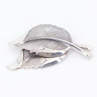 Vtg Sterling Silver - Jewel Art Leaves Leaf Brooch Pin - 10.  5g
