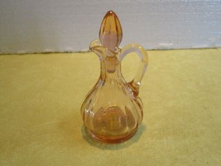 Vintage Pink Depression Glass Vinegar Cruet,  Decanter,  Bottle W/glass Stopper