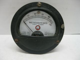 Vintage Marion Electrical Gauge Microamperes Direct Current 0 - 50 Model H52 Meter