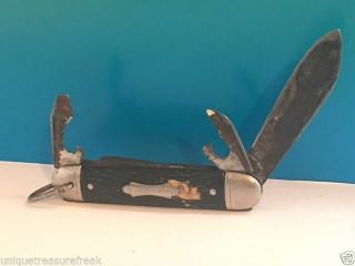 Vintage Folding Four 4 Blade Pocket Knife Colonial Forest Master Boy Scouts Usa