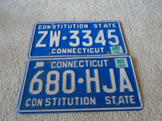 2 Different Connecticut Vintage License Plates.  Look