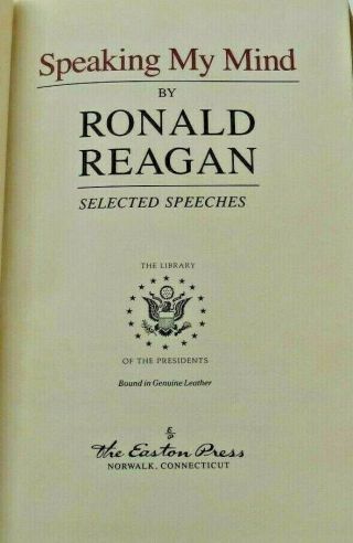 Ronald Reagan Speaking My Mind,  Selected Speeches,  Easton Press Leather 4