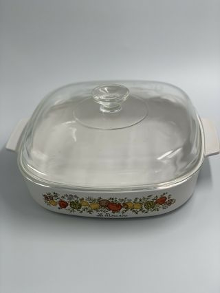 Vintage Corning Ware Spice Of Life “le Romarin” 10x10x2 Covered Baking Dish 2 Qt