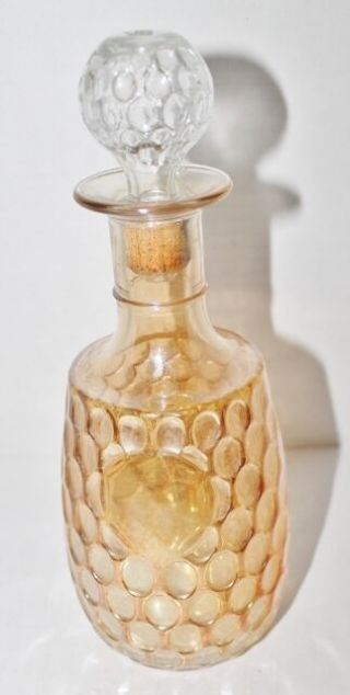 Vtg Carnival Marigold Amber Thumbprint Luster Glass Decanter - 10.  5 "