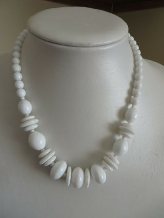 Vintage 1950s Milk White Glass Necklace 18.  5 Inches Wedding