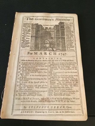 1747 March - Gentleman’s Mag - 1 Plate - Hymn For Victory At Culloden - Trial Of Lovat