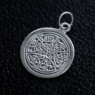 Vintage Unusual Celtic Knot Textured Pendant 925 Sterling Silver 6.  1g
