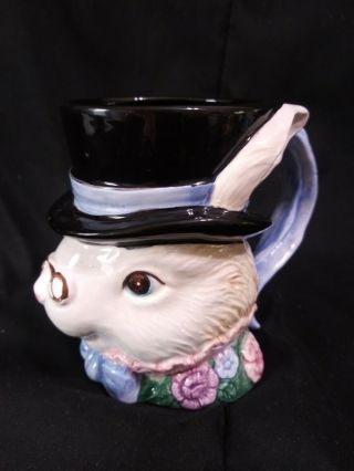 Vintage Fitz And Floyd Bloomers And Blue Ribbon Bunny Rabbit Mug Cup 1991 5 "
