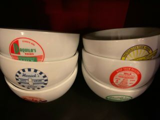 Pottery Barn Set Of 6 Vintage Milk Label Cereal Bowls - White