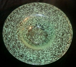 Vintage Mid - Century Murano Art Glass / Green Spatter Glass Centerpiece Bowl