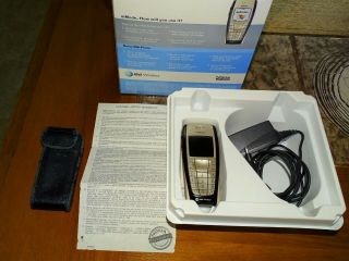 Vtg Nokia 6200 At&t Cell Phone Bundled W Box,  Charger,  Battery,  Case