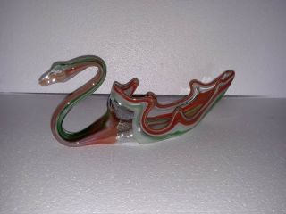 Italian Murano Blown Glass Swan Bowl Candy Dish Vintage 1960 