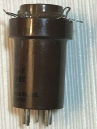 Vintage Peco 7 Pin Tvs - 7 Miniature Short Version Tube Test Socket Adapter Brown