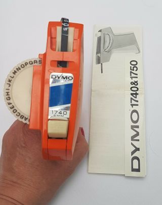 True Vintage Dymo 1740 6mm Orange Label Printer With Instructions