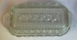 Vintage Anchor Hocking Wexford Pressed Glass Clear 1/4 Lb Covered Butter Dish