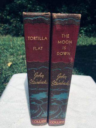 John Steinbeck The Moon Is Down Tortilla Flat Hardcover Set Collier Vintage Book