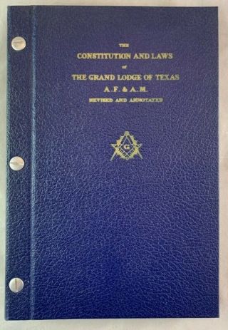 1954 Masonic Book Constitution Laws Grand Lodge Of Texas Vintage Freemasonry