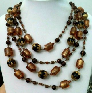 Stunning Vintage Estate High End Heavy Glass Bead 22 3/4 " Necklace G693t