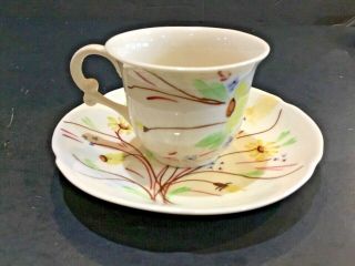 Vintage Blue Ridge China Southern Pottery Demitasse Yellow Flower Cup And Saucer