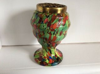Czech 1930 ' s Multicoloured Spatter Splatter Glass Vase vintage. 2