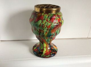 Czech 1930 ' s Multicoloured Spatter Splatter Glass Vase vintage. 3