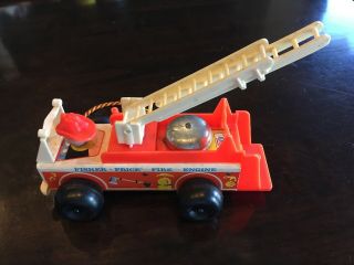 Vintage 1968 Fisher - Price Little People Wooden 720 Fire Engine Fire Truck 8 "