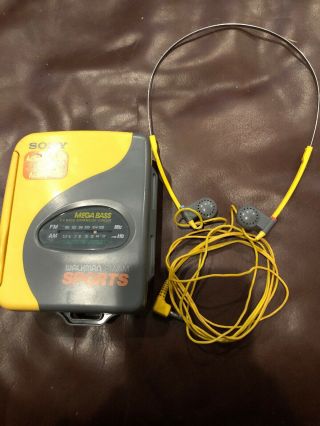 Vintage Sony Walkman AM/FM Sports Cassette Player WM - SXF33 YELLOW Cosplay 5