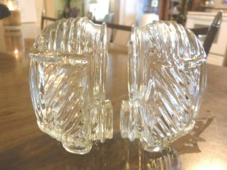 Vintage 2 Ribbed Glass Usa Bird Cage Feeder / Water Cups - Old Stock