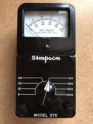 Vintage Simpson Model 376 Volt Meter