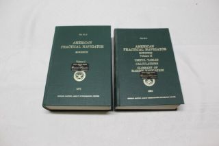 Set American Practical Navigator Vol 1 (1984) & Vol 2 (1981) Bowditch Pub 9