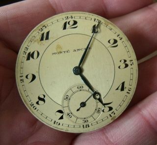 Vintage Monte Ancre 15 Jewels Swiss Pocket Watch Movement,