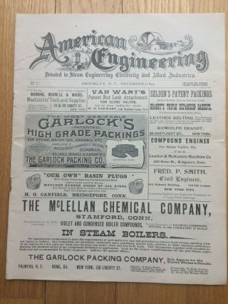 American Engineering 1895.  Brooklyn Steam Engineering Electricity Harrisburg Pa