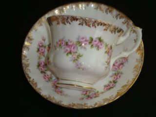 Vintage Royal Albert Teacup & Saucer - Dimity Rose Pat.  White W/ Tiny Pink Roses