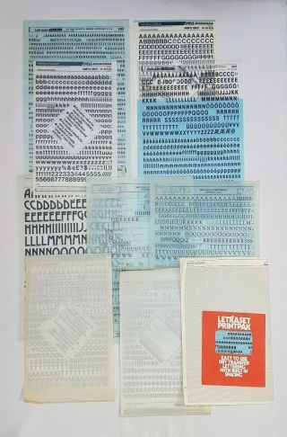 Bundle Of 12 Partly - True Vintage Letraset Transfers Letter Lettering Sheets