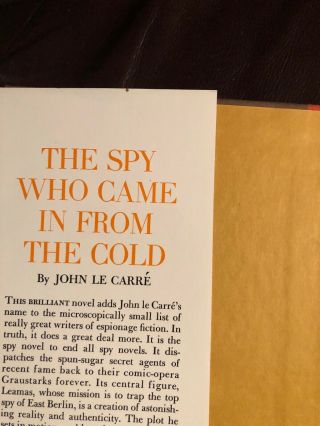 The Spy Who Came In From The Cold Book By John Le Carre 1964 Hardcover 3