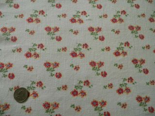 Vtg 40s Feedsack Small Red Yellow Daisy Cotton Quilt Dress Fabric 37 " X 43 "