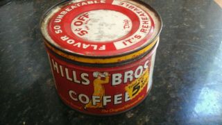 Vintage Hills Bros Brothers 1 LB Coffee Can Tin 2