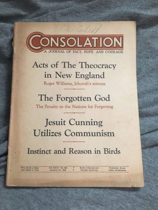 Consolation (awake) Jan 21,  1942 Jehovah 