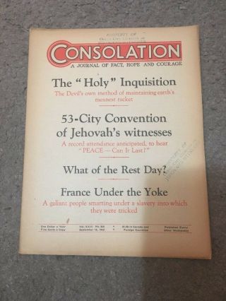 Orig Consolation (awake) Sept 16,  1942 Convention Jehovah 