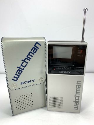 Vintage Sony Watchman Portable Analog Tv W/ Case - Model Fd - 20a 1983
