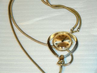 Vintage Vendome - 17 Jewel Silver Tone Pendant Watch With 35 Inch Chain