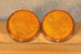 Suzuki Vintage M/c 4 Round Amber Reflectors Approximately 2.  25 " Diameter 56 - 58mm