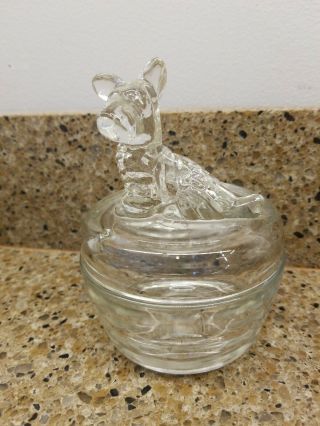 Vintage Scotty Dog Clear Glass Candy Dish Powder Jar Trinket Box –