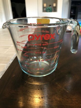 Vintage Pyrex 16 Oz.  1 Pint 500ml Measuring Cup Borosilicate Glass Red Letter 2